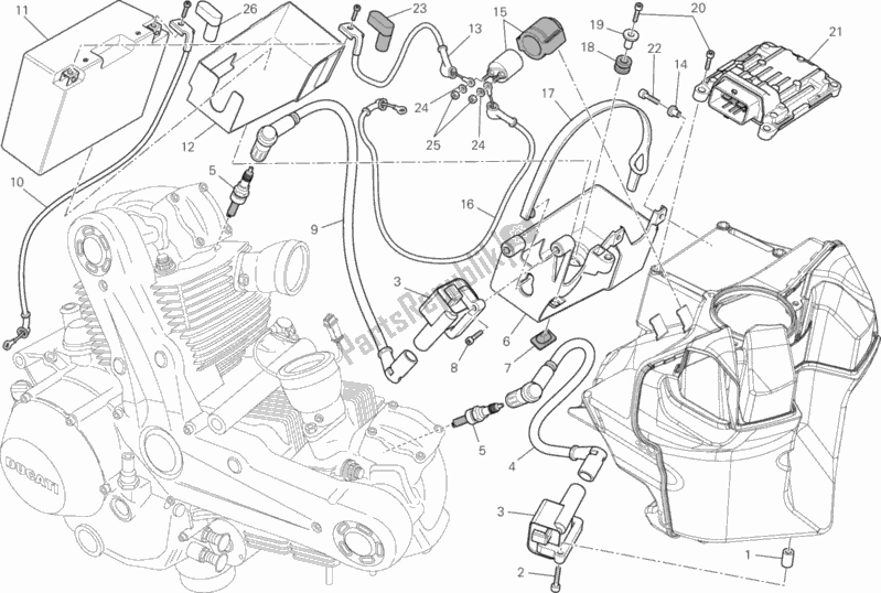 Tutte le parti per il Batteria del Ducati Monster 1100 EVO Anniversary USA 2013 Tutte le parti per il Batteria del Ducati Monster 1100 EVO Anniversary USA 2013